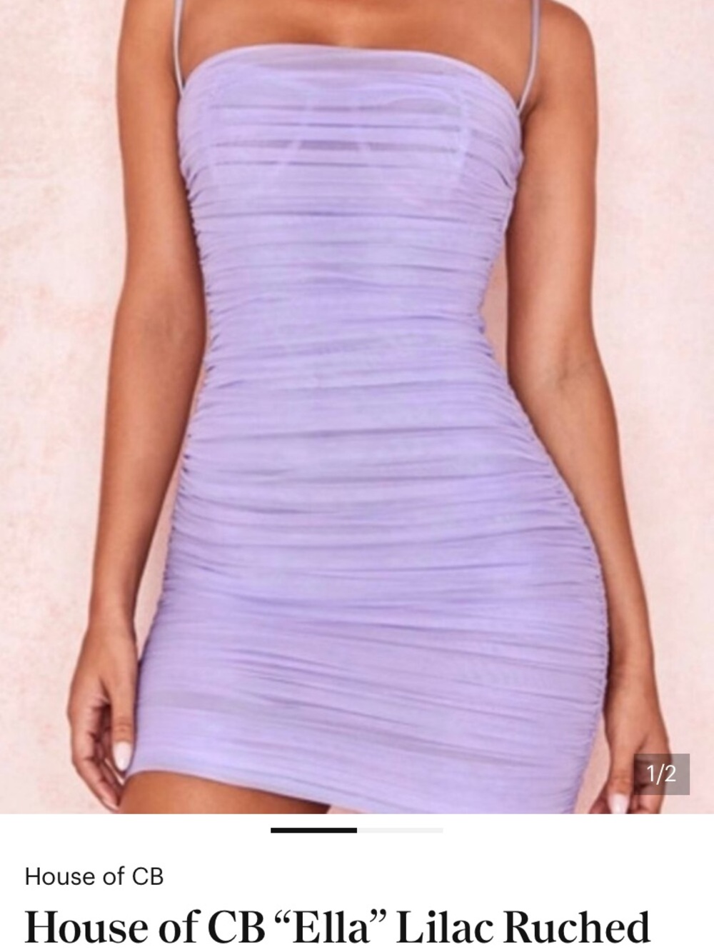 House of CB Lilac Ruched Strap Mini Dress